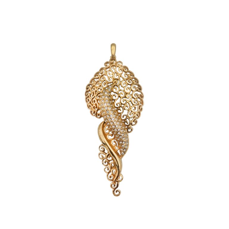 Metal Spiral Wave Stone Pendant