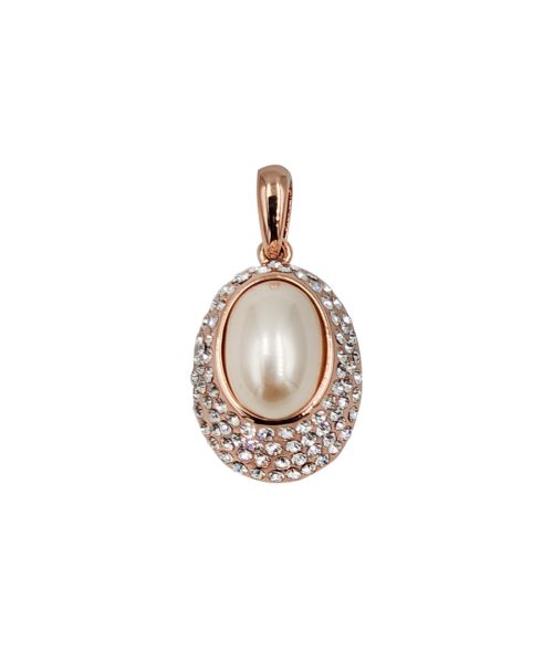Pearl & Stone Oval Pendant Necklace