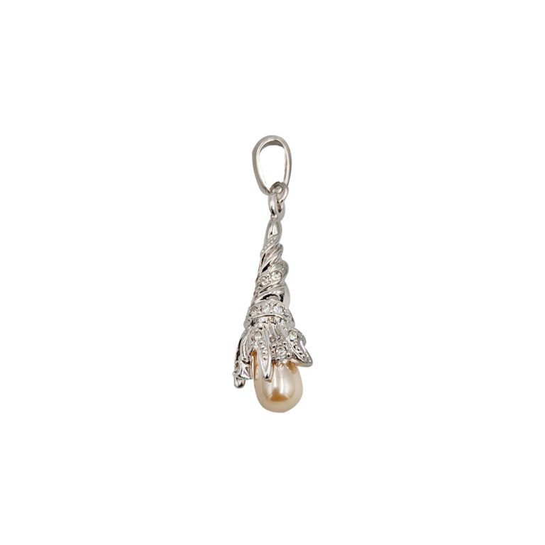 Silver Cone Pearl Pendant