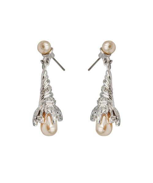 Silver Cone Pearl Earring