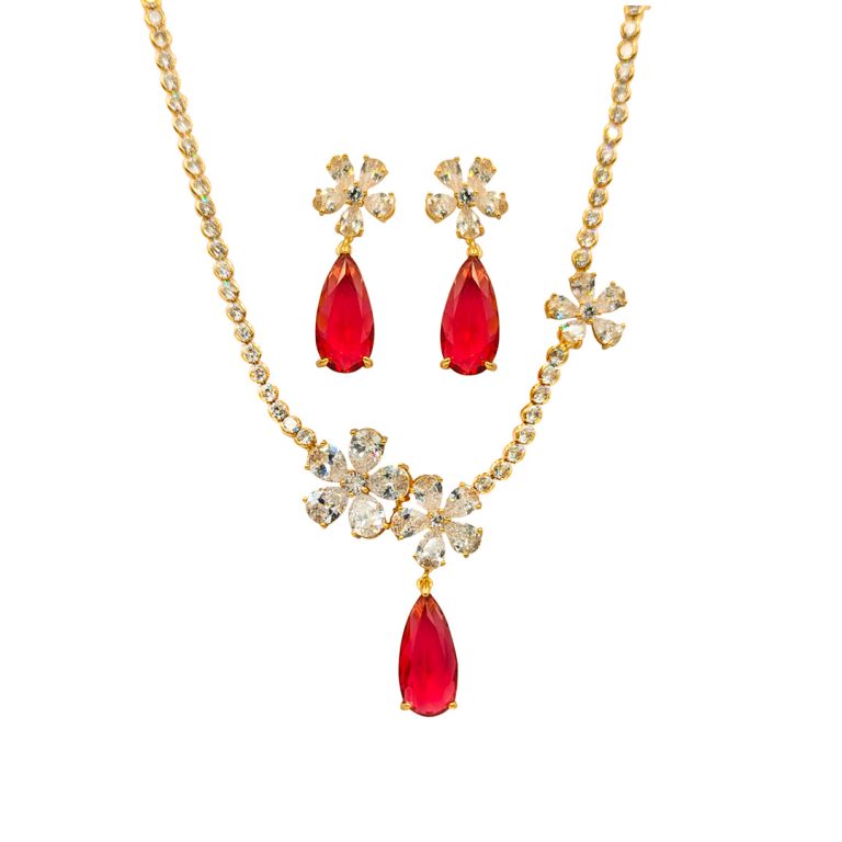 Coloured Teardrop Stone Necklace