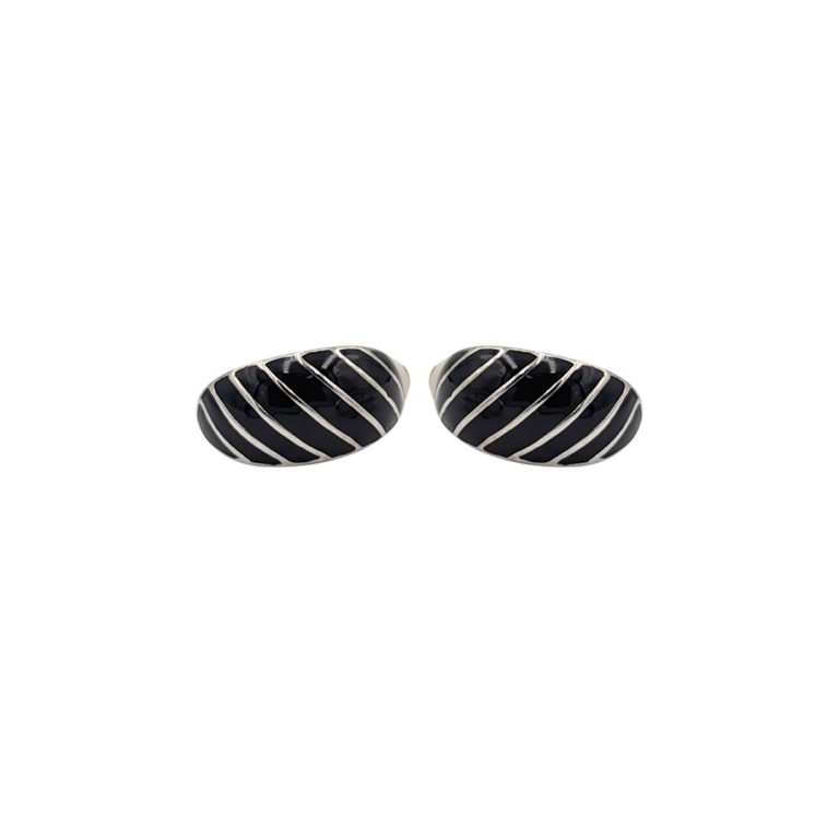 Black & Silver Line Clip on Earring