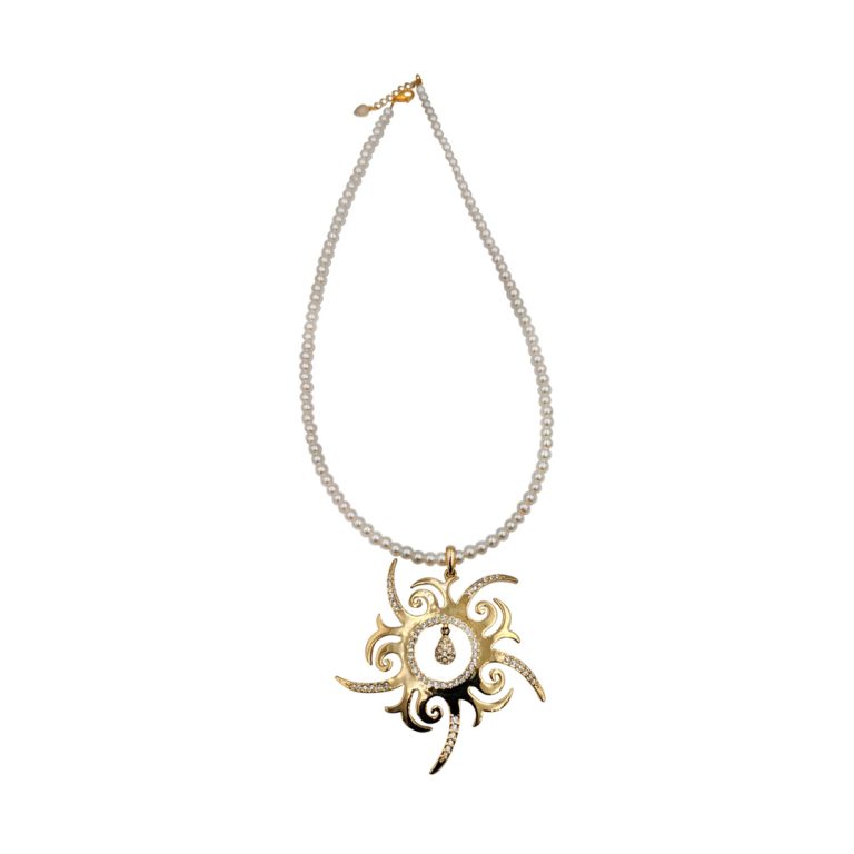 Sun Pendant Pearl Necklace