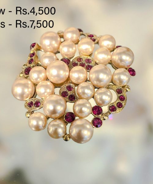 Pearl & Maroon Stone Cluster Pendant-Offer