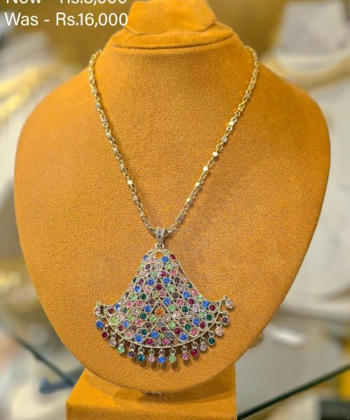 Multicoloured Stone Drooping Necklace-Offer