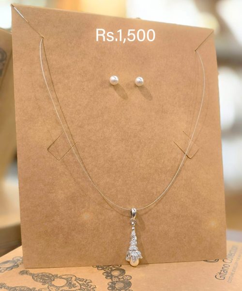 Pearl Silver Cone Pendant & Stud Gift Pack