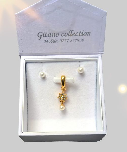 Pearl & Stone Flower Pendant Stud Earring Set-Offer