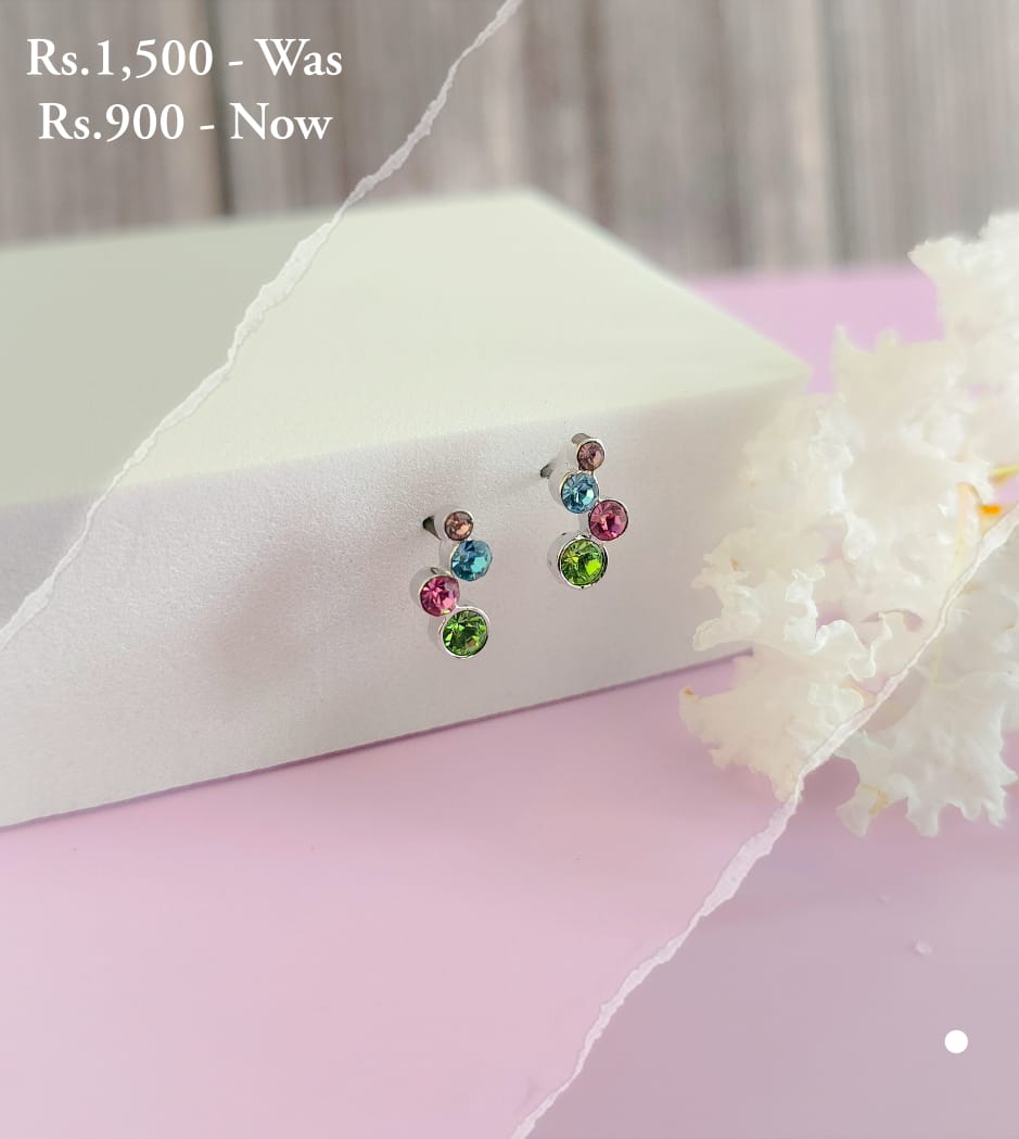 Multicolour Four Stone Earring - Image 4