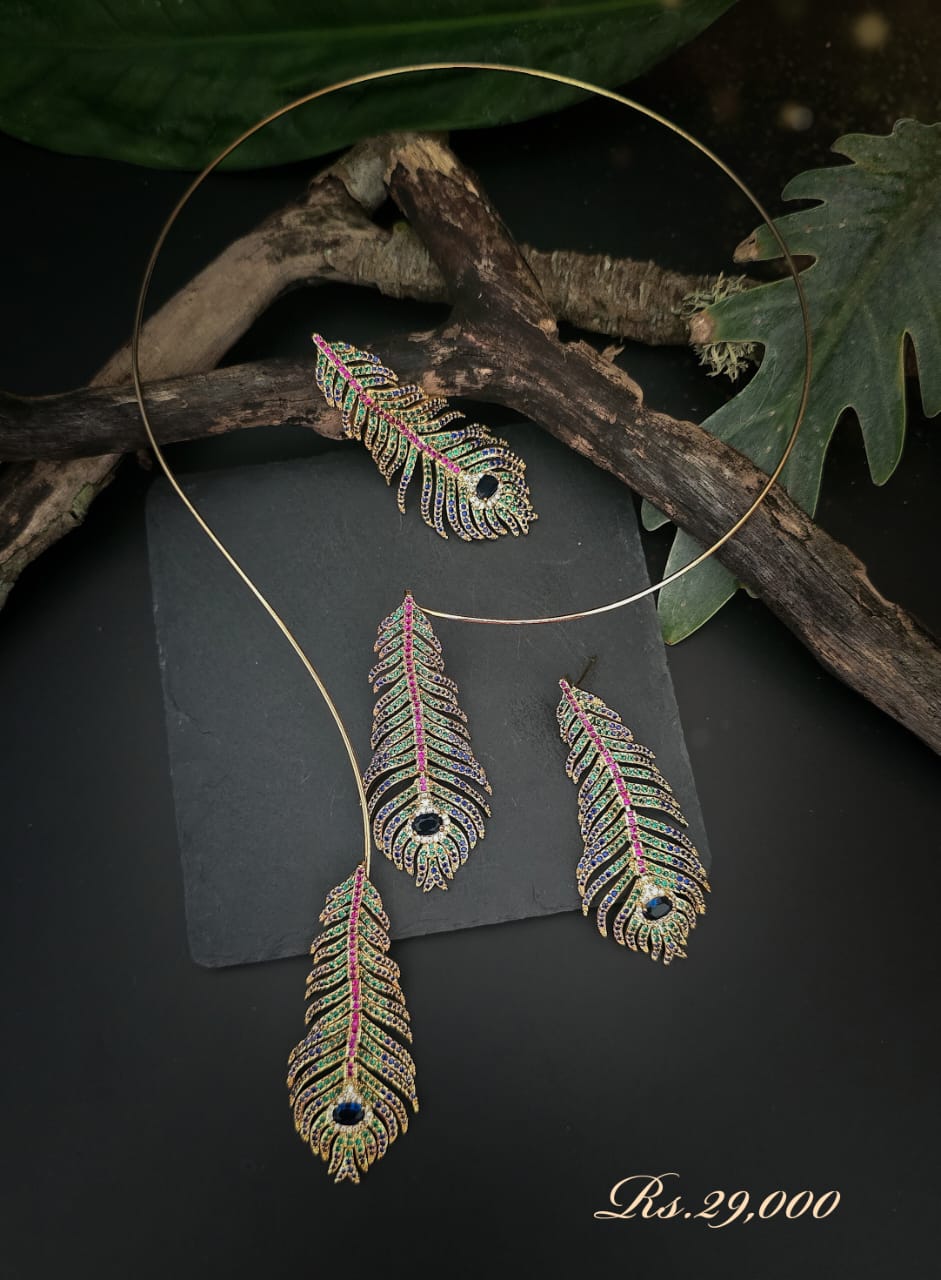 Front Open peacock Necklace Set - Image 2