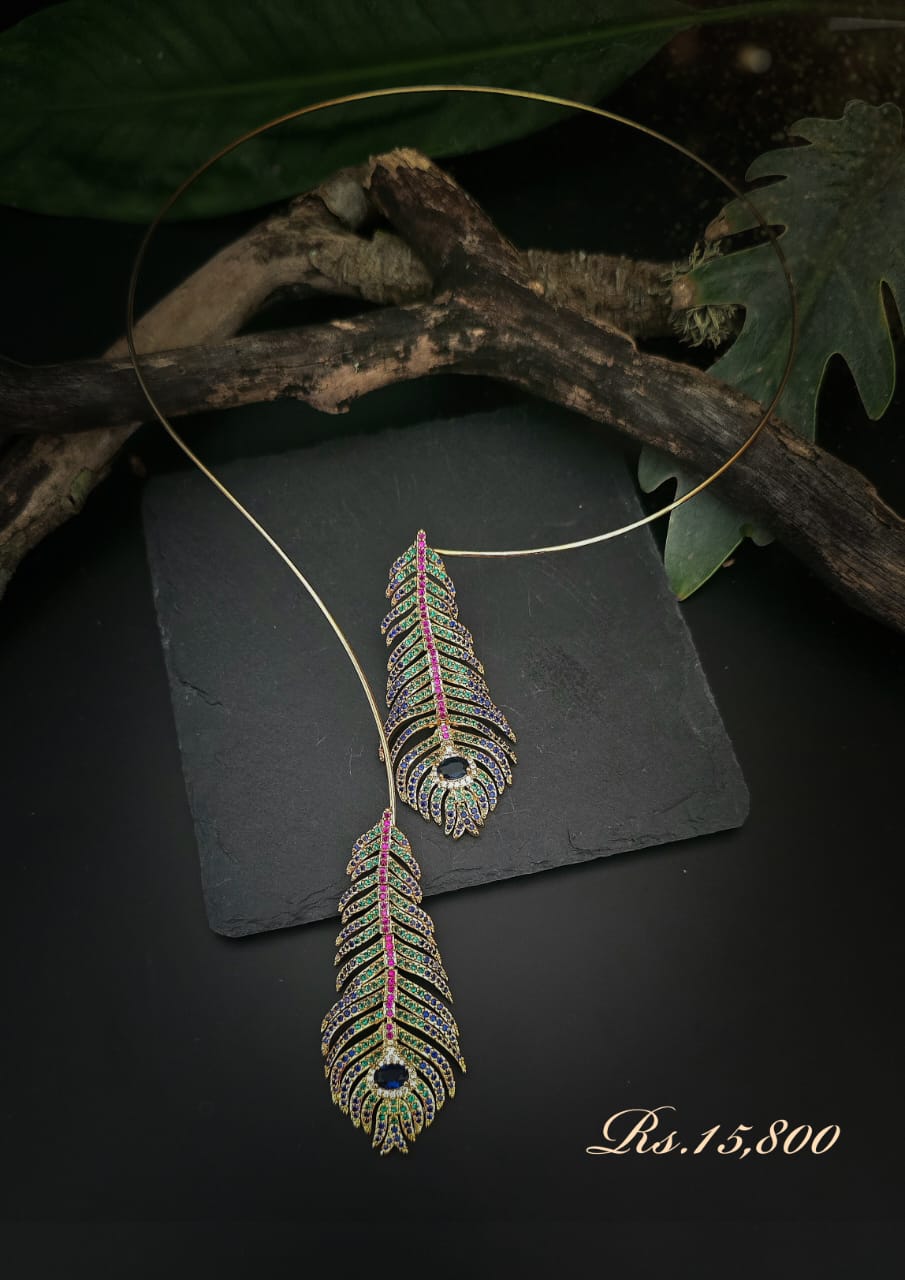 Front Open peacock Necklace Set - Image 3