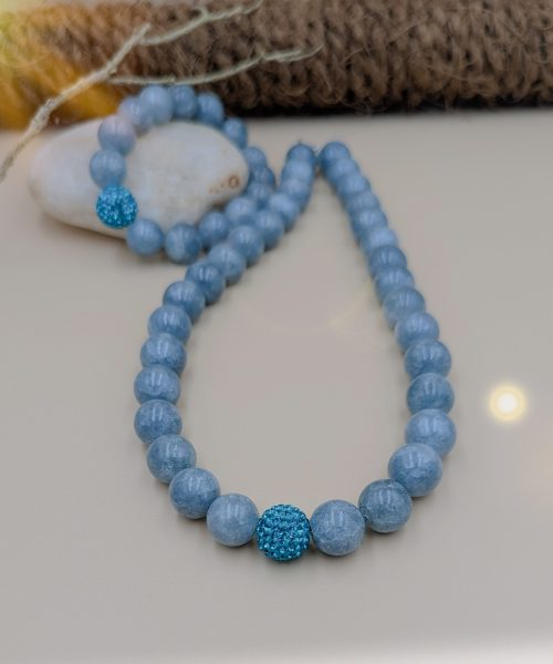 Beaded Dazzling Middle Ball Necklace & Bracelet