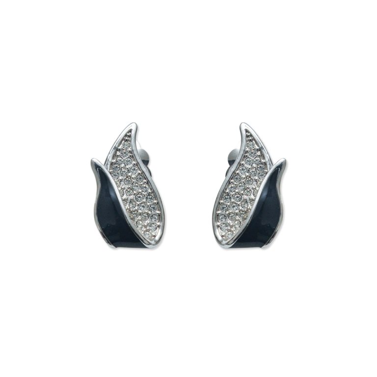 Black & Silver Tulip Clip On Earring