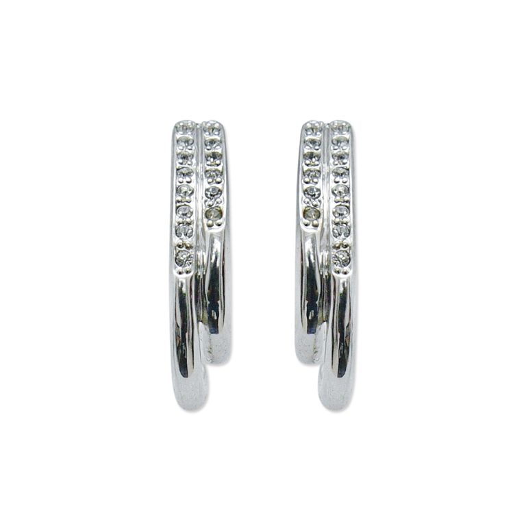 Silver Stone & Metal Two Line Gypsy Earring