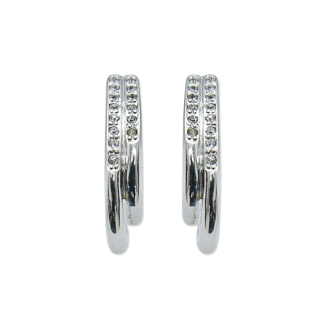 Silver Stone & Metal Two Line Gypsy Earring