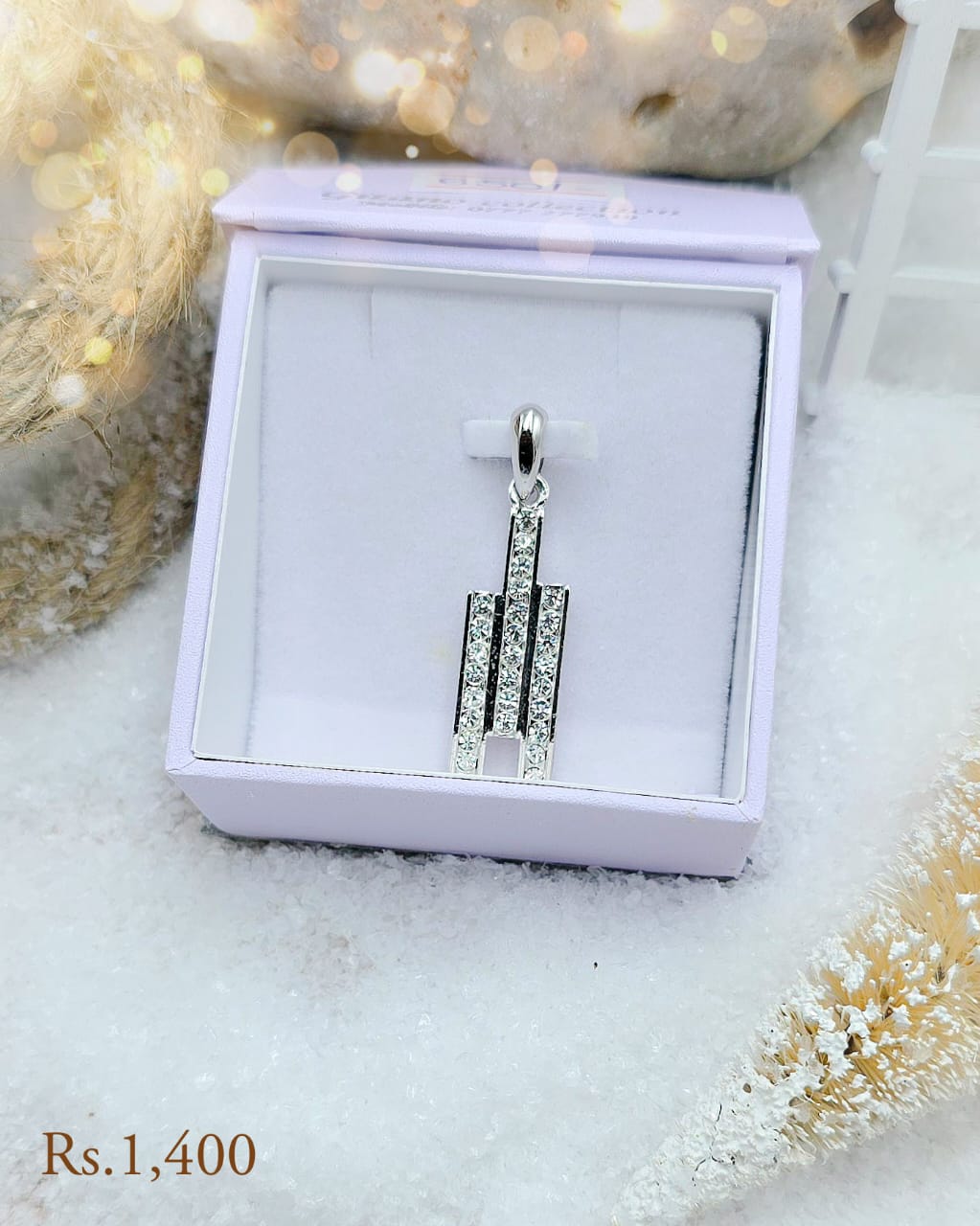 Silver Three Line Stone Pendant