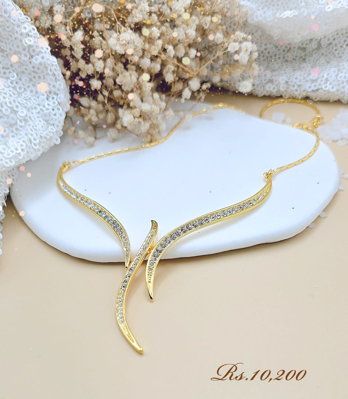 Stone Line Wave Necklace - Image 3