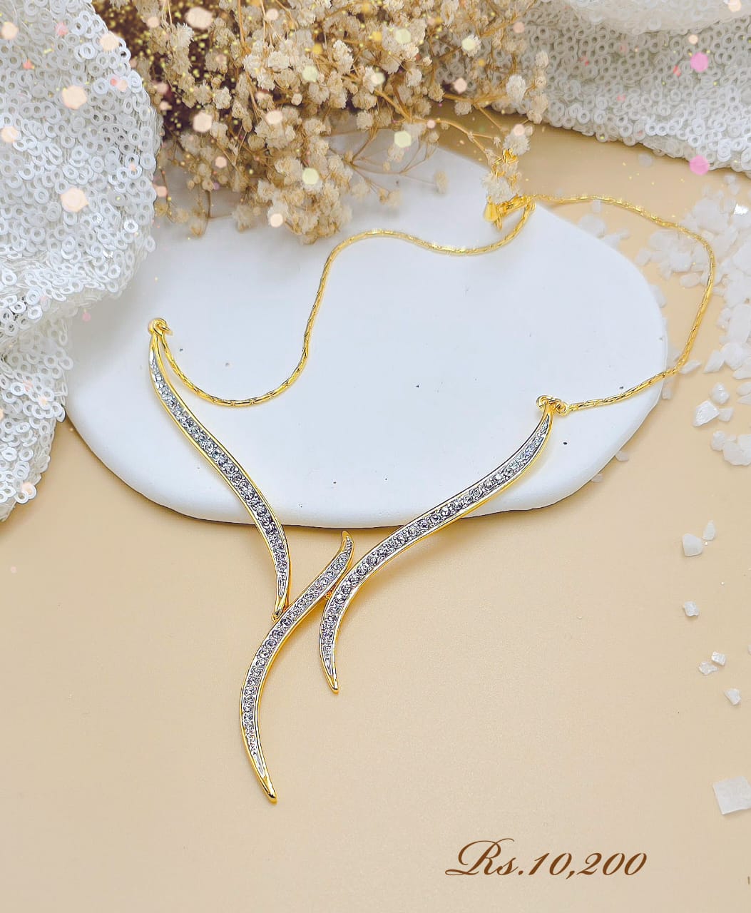 Stone Line Wave Necklace - Image 5