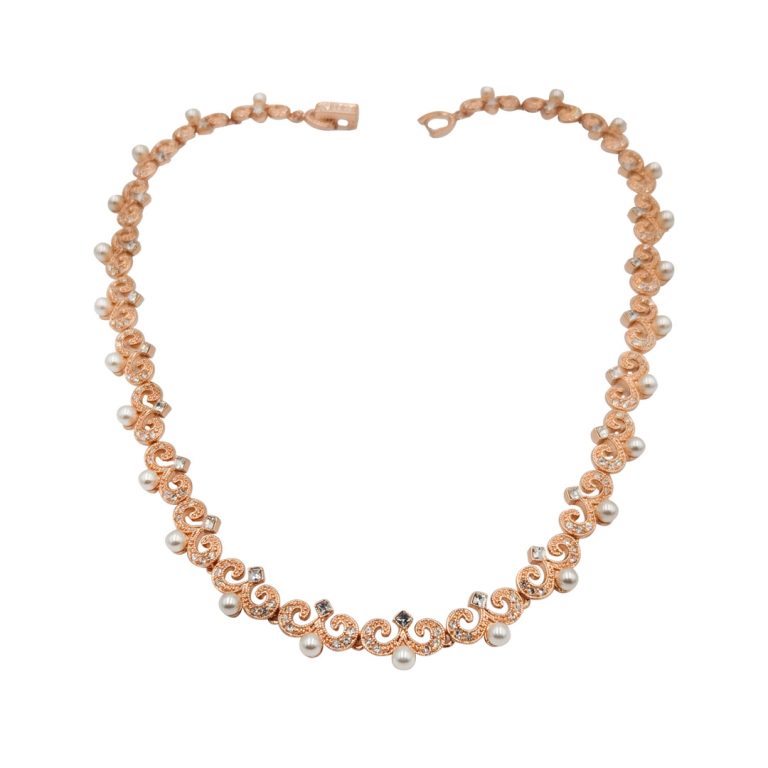 Diamond Stone Scallop Pearl Necklace