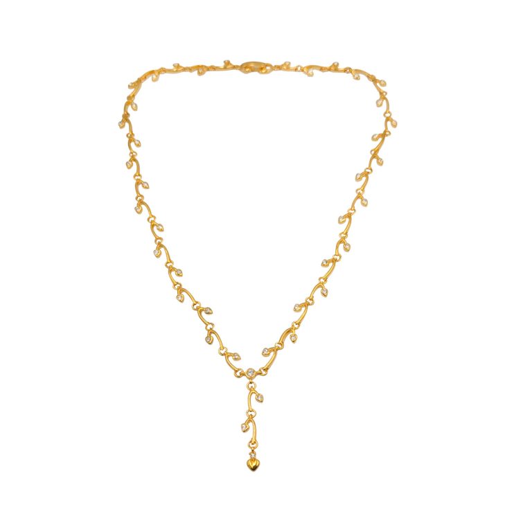 Metal & Stone Leaf Heart Hanging Necklace