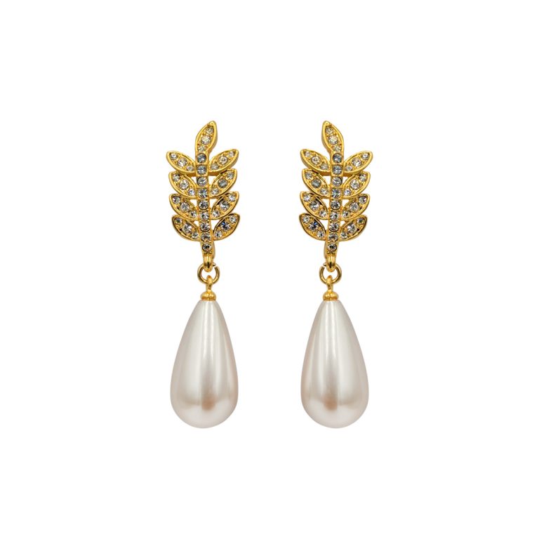 Leafy Luster Pearl Earrings