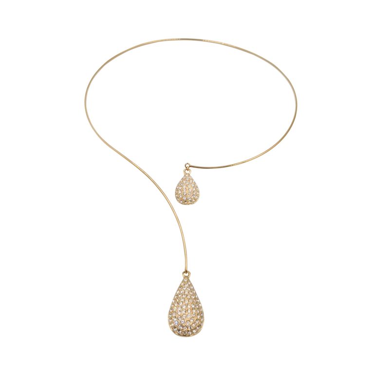 Large Stone Teardrop Front Open Necklace