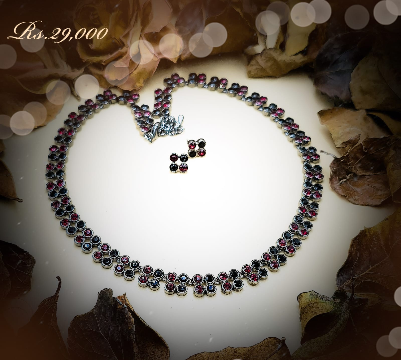 Four Stone Square Necklace & Earring - Image 4