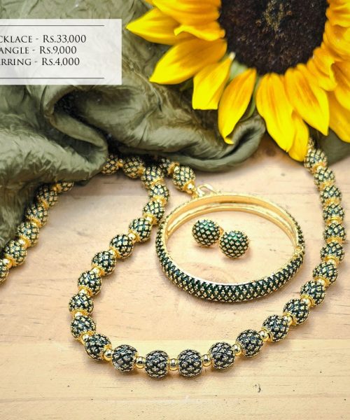 Baroque Enamel Green Bead Collection