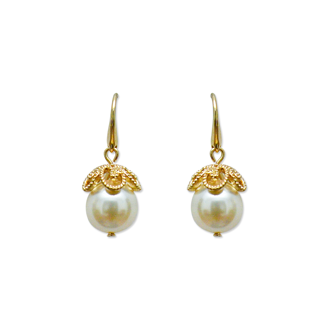 Filigree Pearl Hook Earring