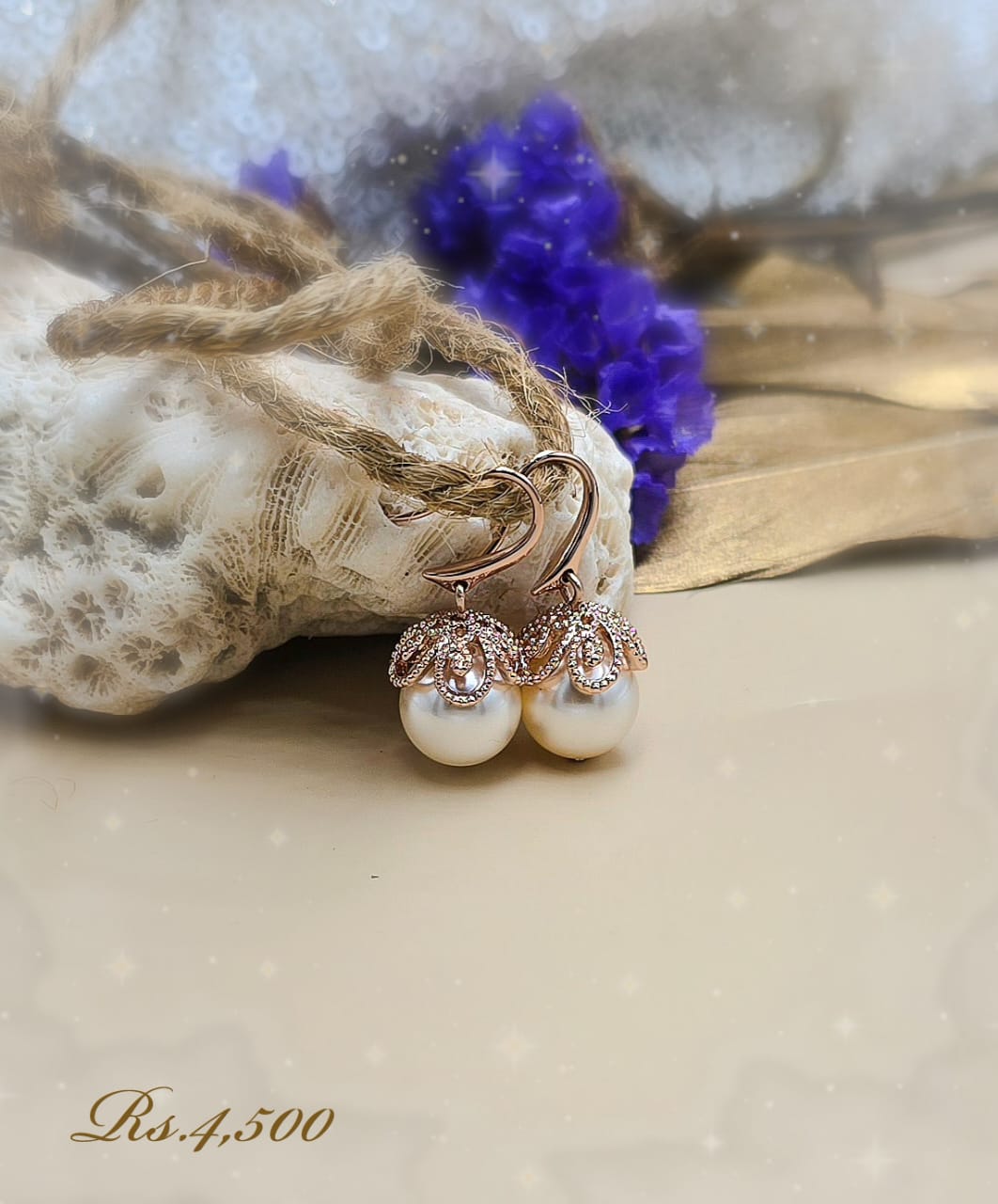 Filigree Pearl Hook Earring - Image 3