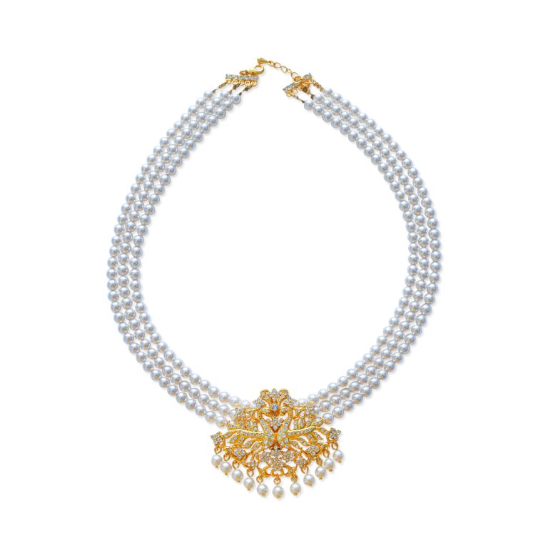Hansa Puttuwa Three Strand Pearl Necklace