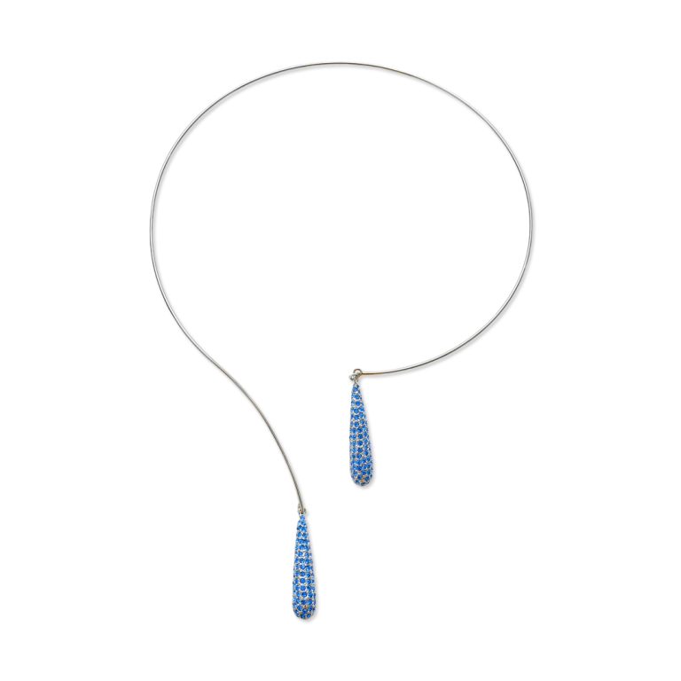 Long Stone Teardrop Front Open Necklace(SH)