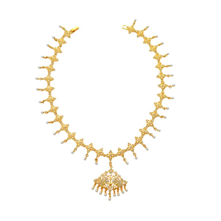 Vintage Grace Pearl Dangling Hansa Puttuwa Necklace(FT)