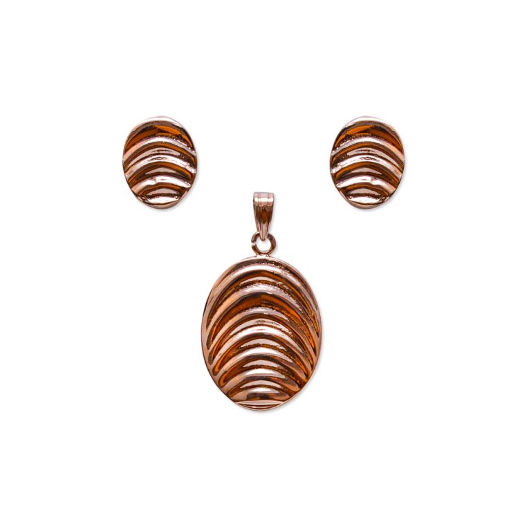 Signature Metal Leaf Pendant & Earring