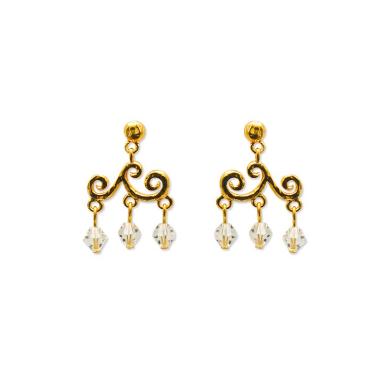 Metal Swirl Crystal Droop earring