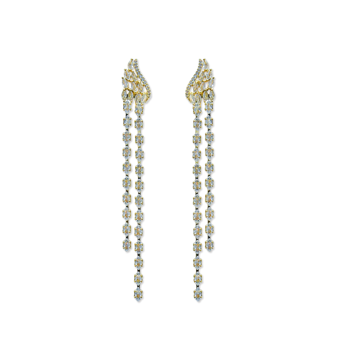 Fancy Stone Dangle Long Earring