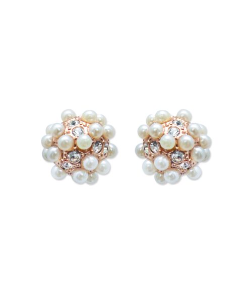 Pearl & Stone Button Earring