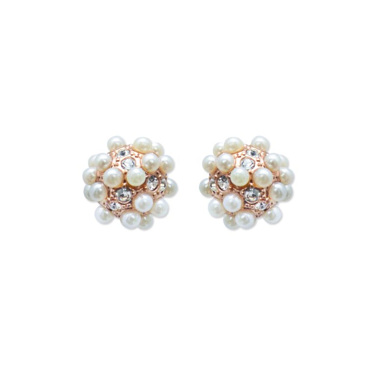 Pearl & Stone Button Earring
