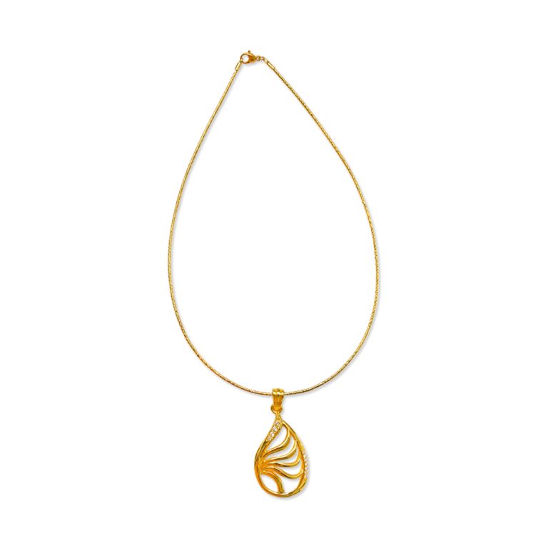 Stone & Metal Wave Teardrop Lasso Necklace