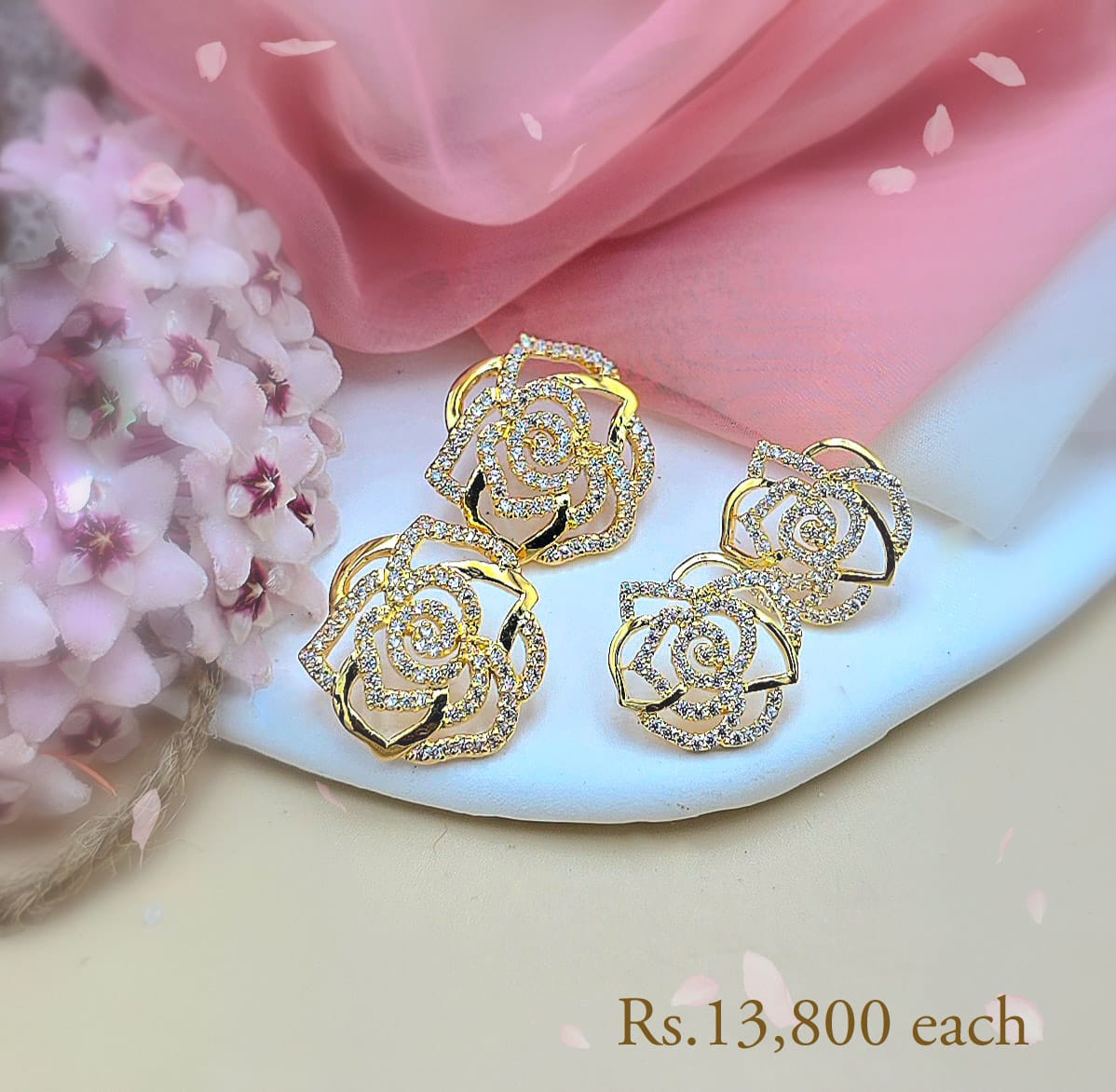 Signature Stone & Metal Rose Earring - Image 2