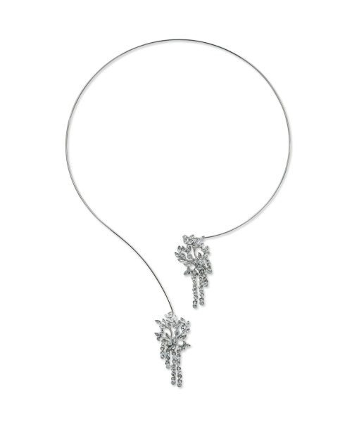 Stone Leaf Tassel Front Open Necklace