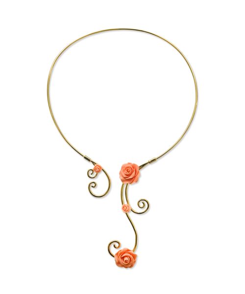 Clay Rose Front Open Spiral Necklace