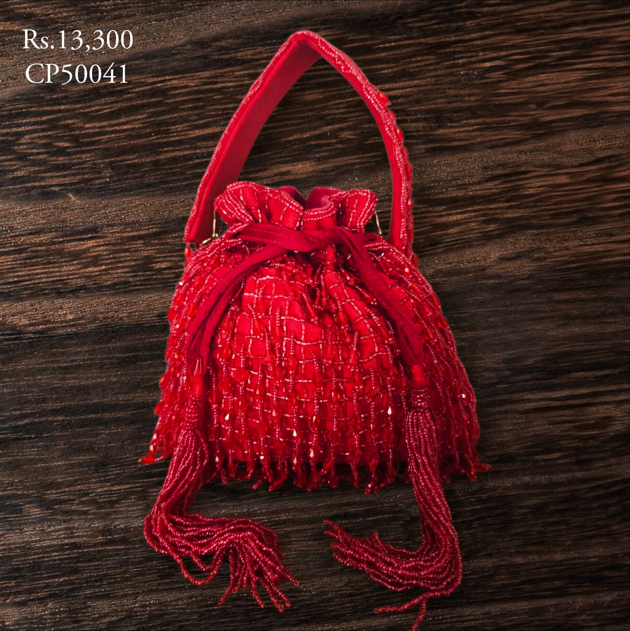 Red Beaded Potli Bag - Image 2