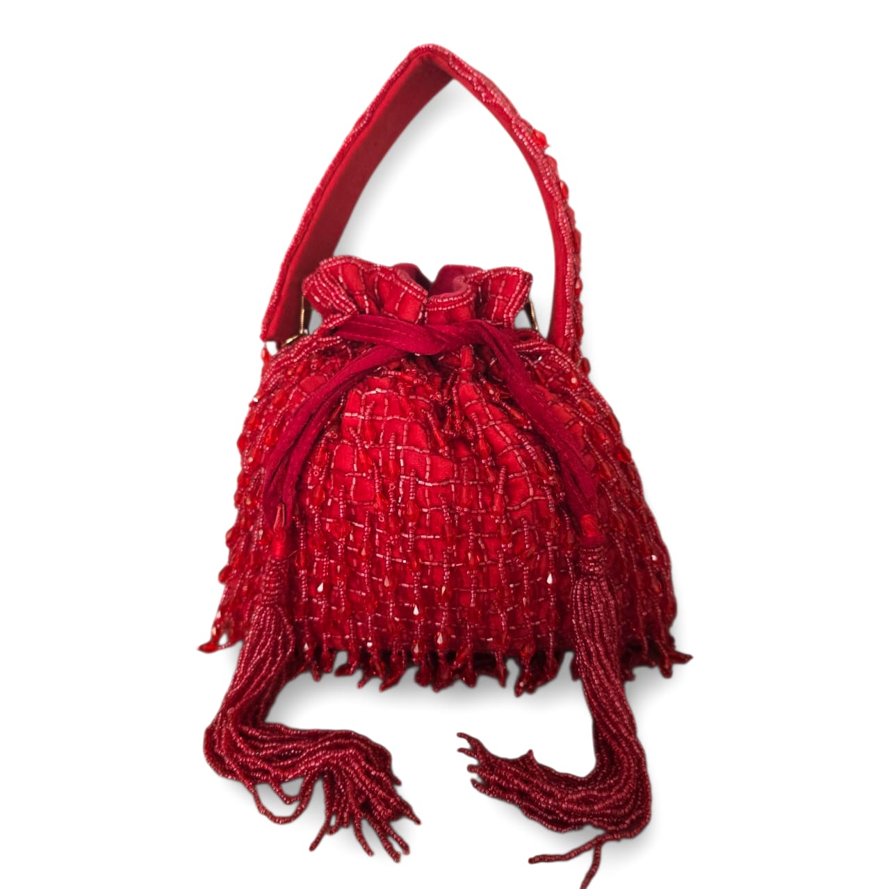 Red Beaded Potli Bag