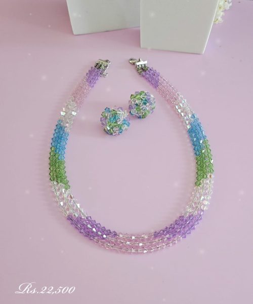 Pastel Crystal Strand Necklace Set