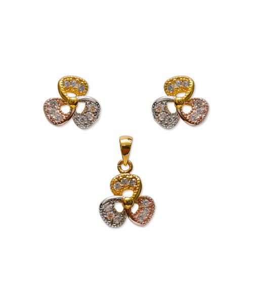 Signature Three Petal Stone Pendant Set