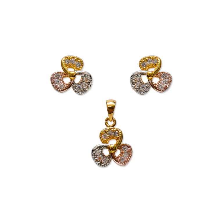 Signature Three Petal Stone Pendant Set