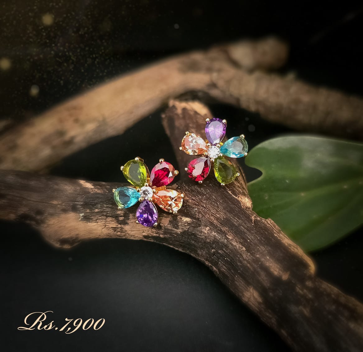 Multicolour Petal Glow Flower Earring - Image 2