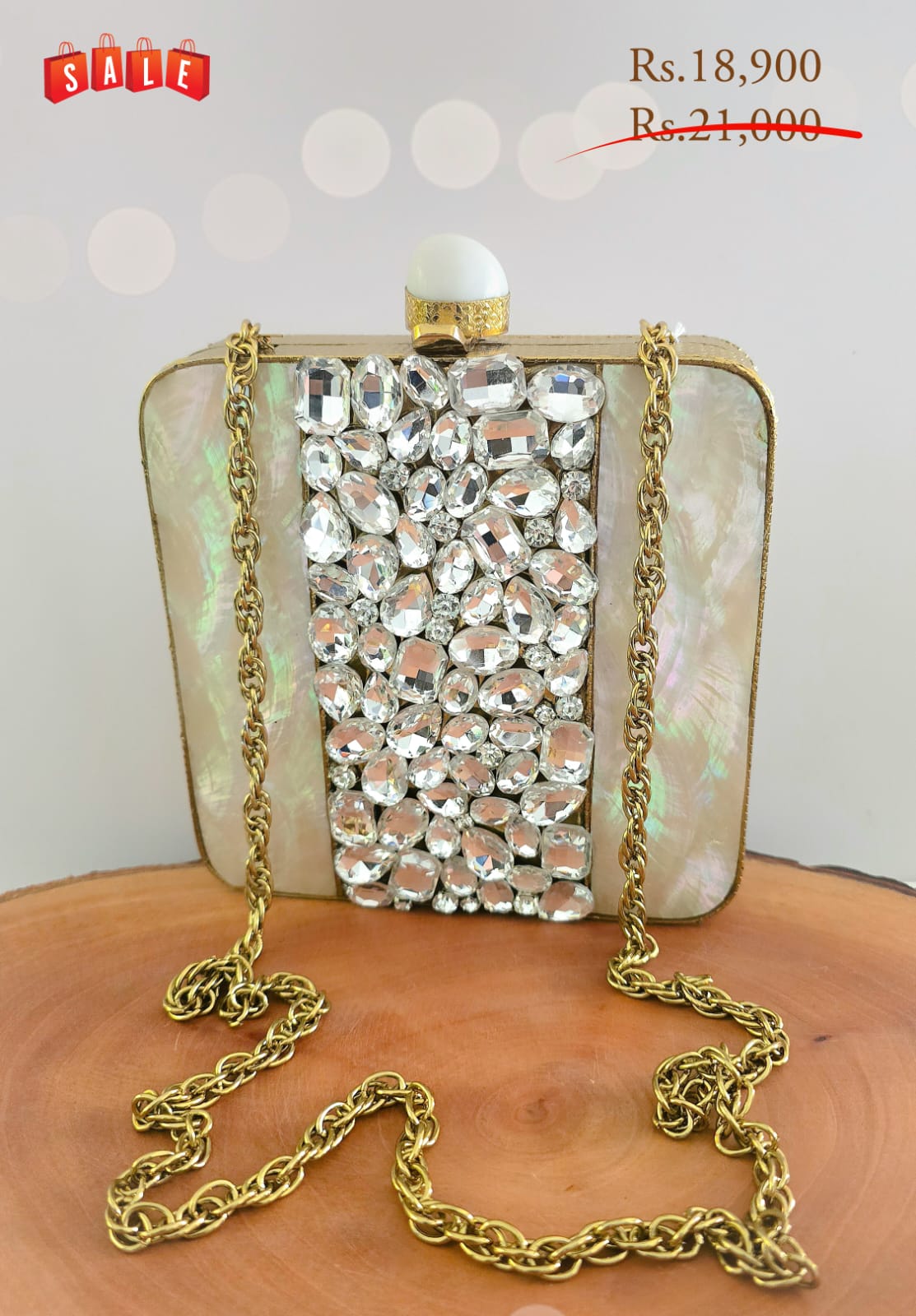 Shimmer Stone Clutch-UM1003-CC - Image 4