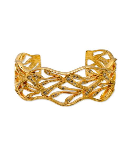 Stone Leaf Cuff Open Bangle