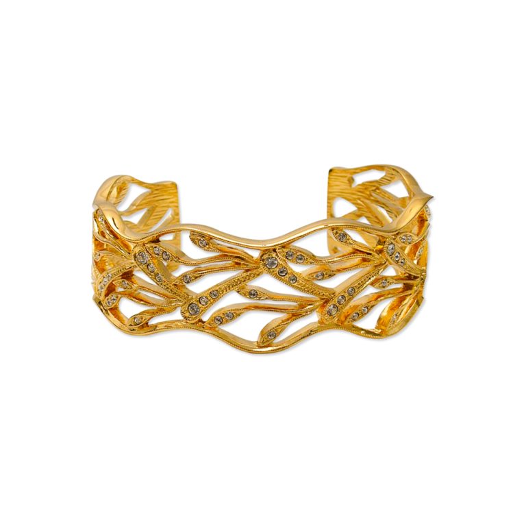 Stone Leaf Cuff Open Bangle